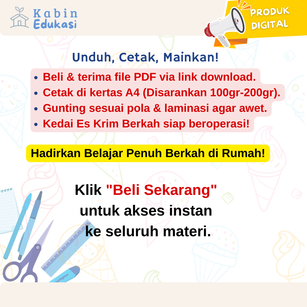 printable edukasi anak ice cream shop dramatic play